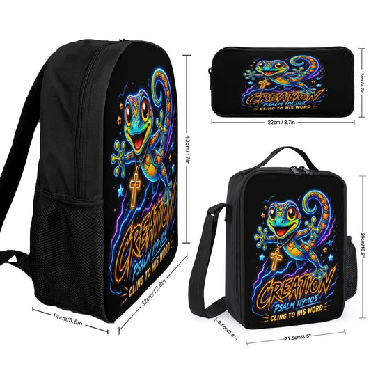 Cling To His Word Christian 3 PCS Bag Set (Backpack, Lunch Bag and Pencil Case) - ClaimedbyGodDesigns
