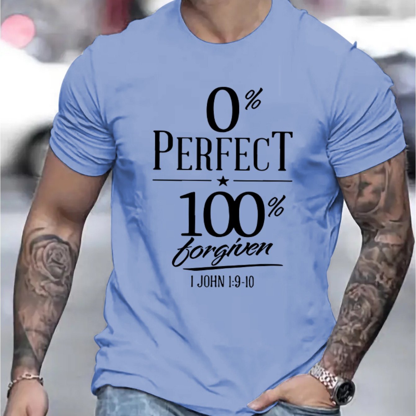 0% Perfect 100% Forgiven Men's Christian T-shirt claimedbygoddesigns