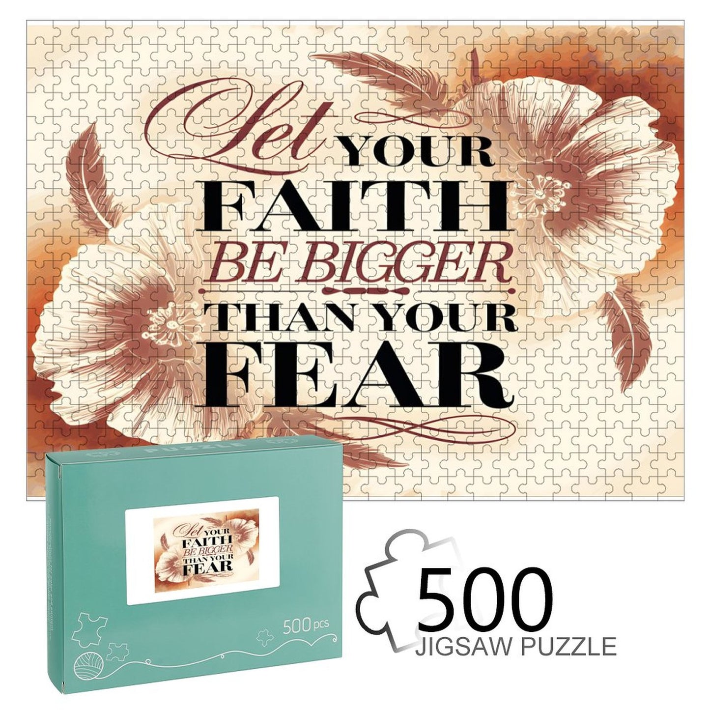 Let Your Faith Be Bigger Than Your Fears Christian Horizontal Wooden Puzzle