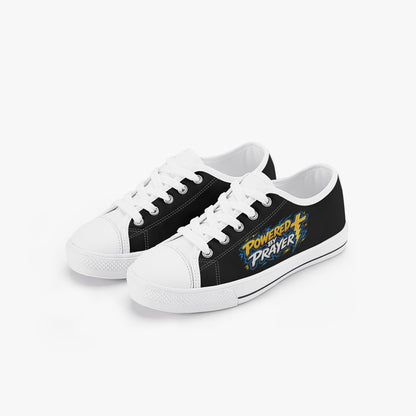 Powered By Prayer Christian Kid’s Low - Top Canvas Shoes - ClaimedbyGodDesigns