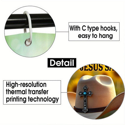 Country Raised and Jesus Saved Christian Waterproof Shower Curtain