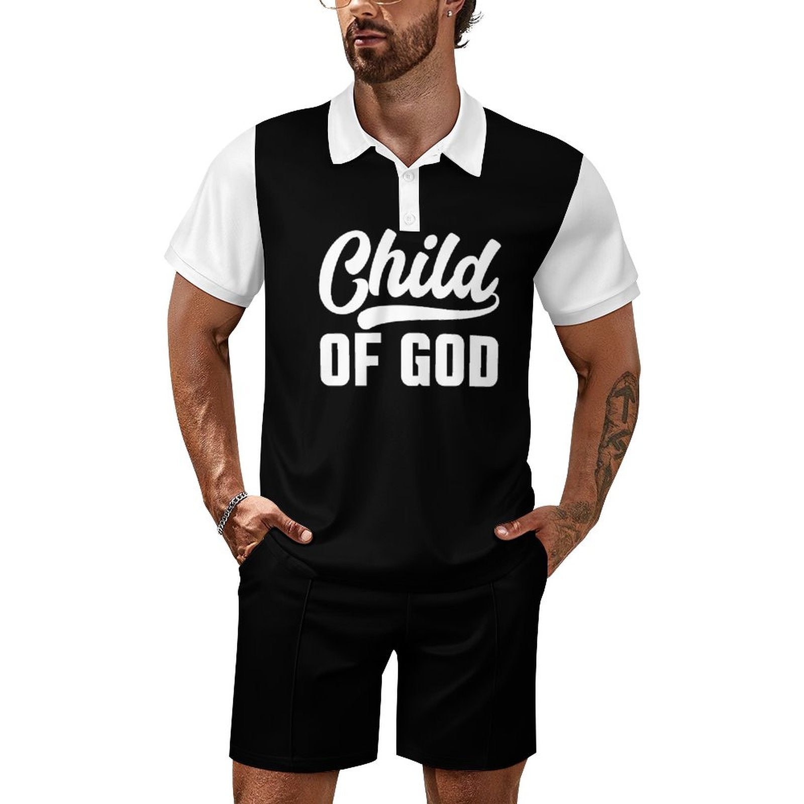 Child Of God Men's Christian Casual Outfit Polo Set SALE-Personal Design