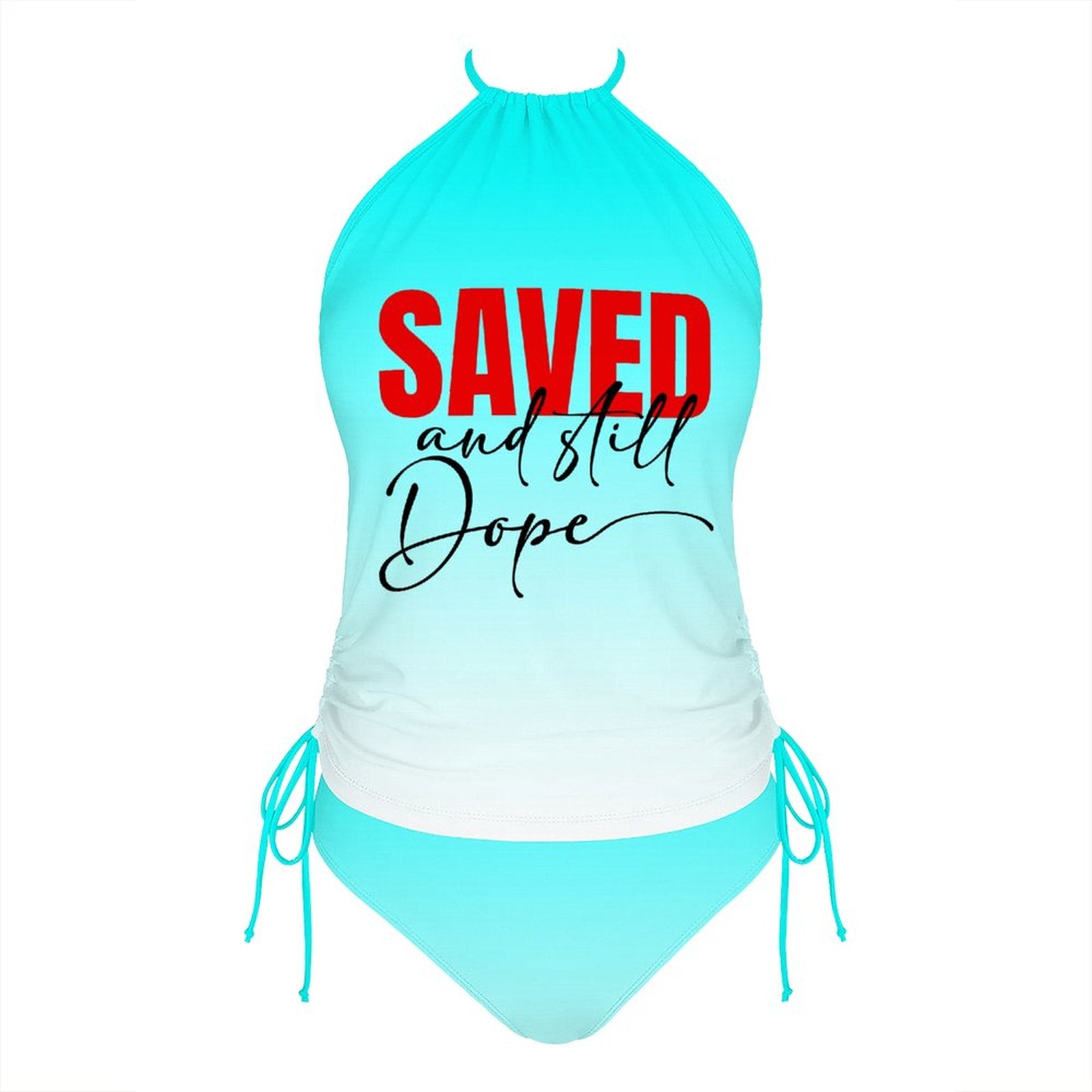 Saved And Still Dope Women's Christian Halter High Neck 2 - Piece Swimsuit Set - ClaimedbyGodDesigns