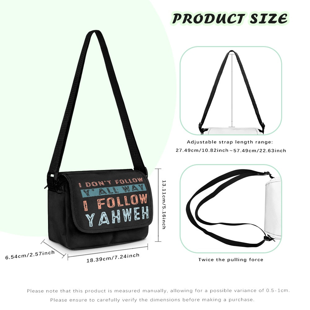 I Don't Follow Y'all Way I Follow Yahweh Christian Kids Flap Crossbody Bag