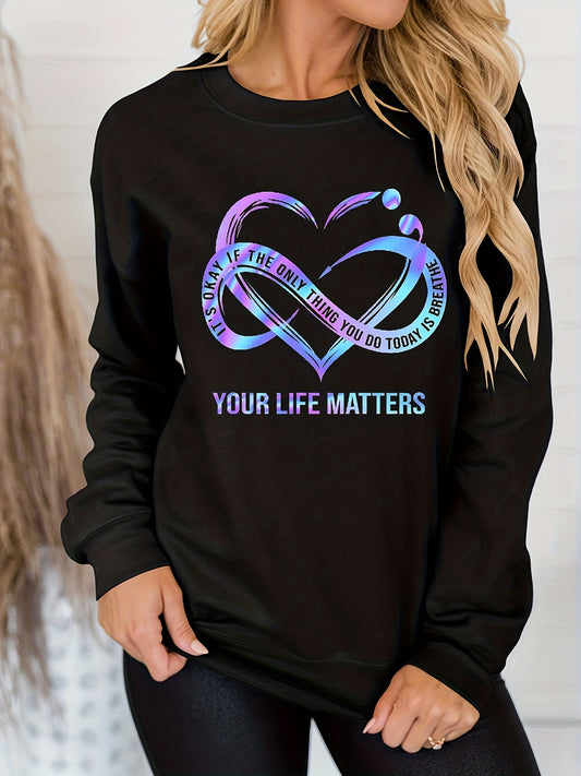Your Life Matters Plus Size Women's Christian Pullover Sweatshirt claimedbygoddesigns