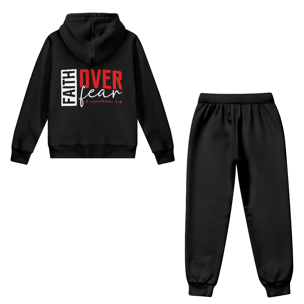 Faith Over Fear Youth Christian Zippered Sportswear Outfit - ClaimedbyGodDesigns