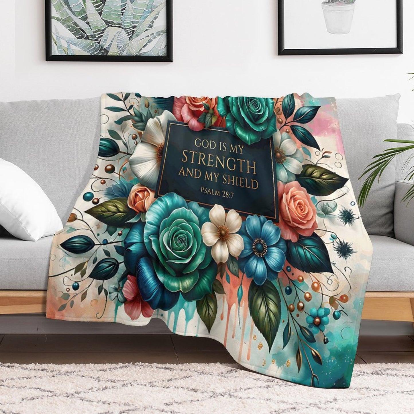 God Is My Strength And My Shield Christian Flannel Throw Blanket