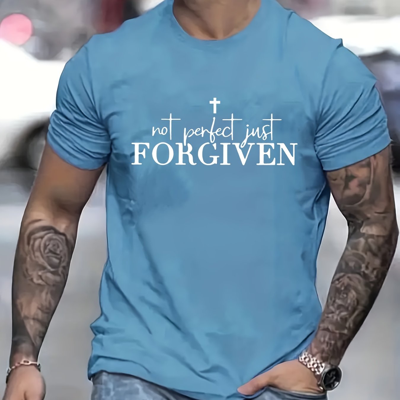 Not Perfect Just Forgiven Men's Christian T-shirt claimedbygoddesigns