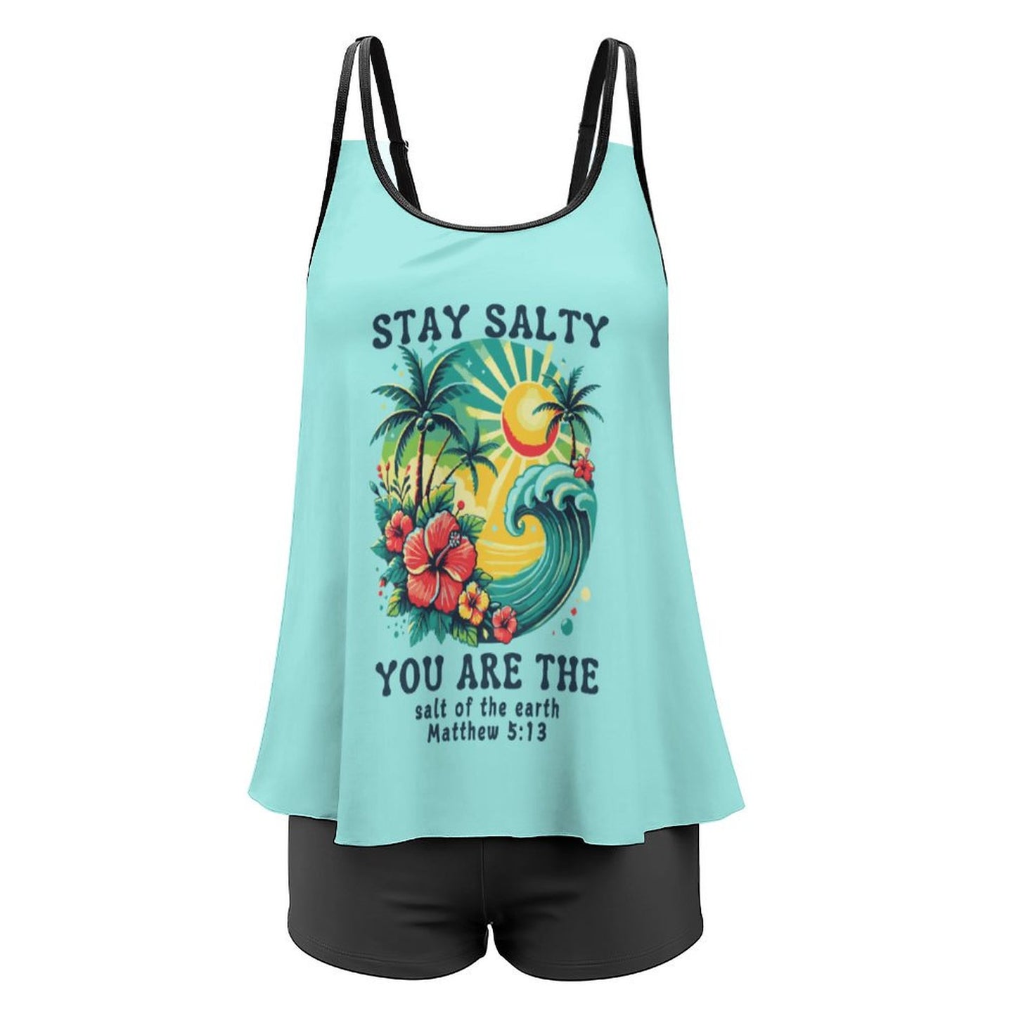 Stay Salty Plus Size Christian Women's Tankini 2 - Piece Swimsuit - ClaimedbyGodDesigns