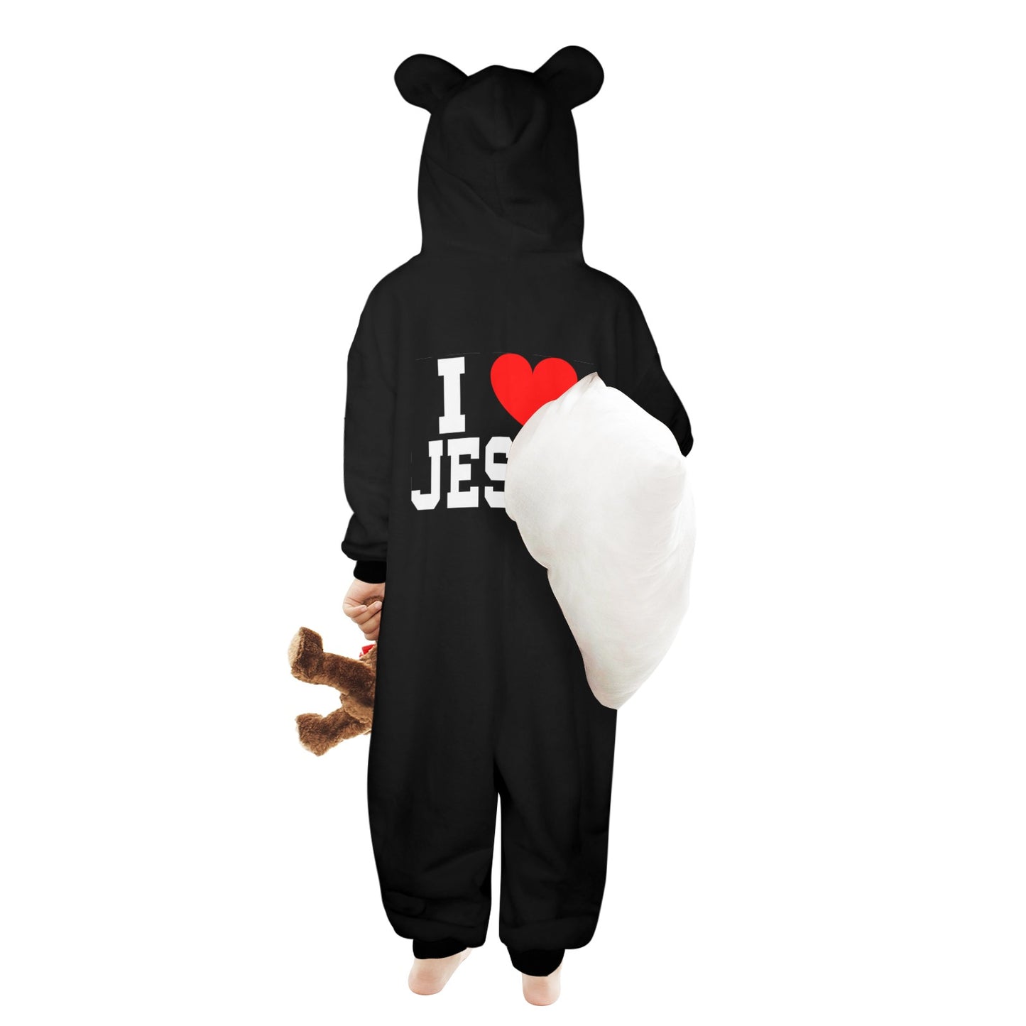 I Love Him One-Piece Zip up Hooded Pajamas for Little Kids (toddler)
