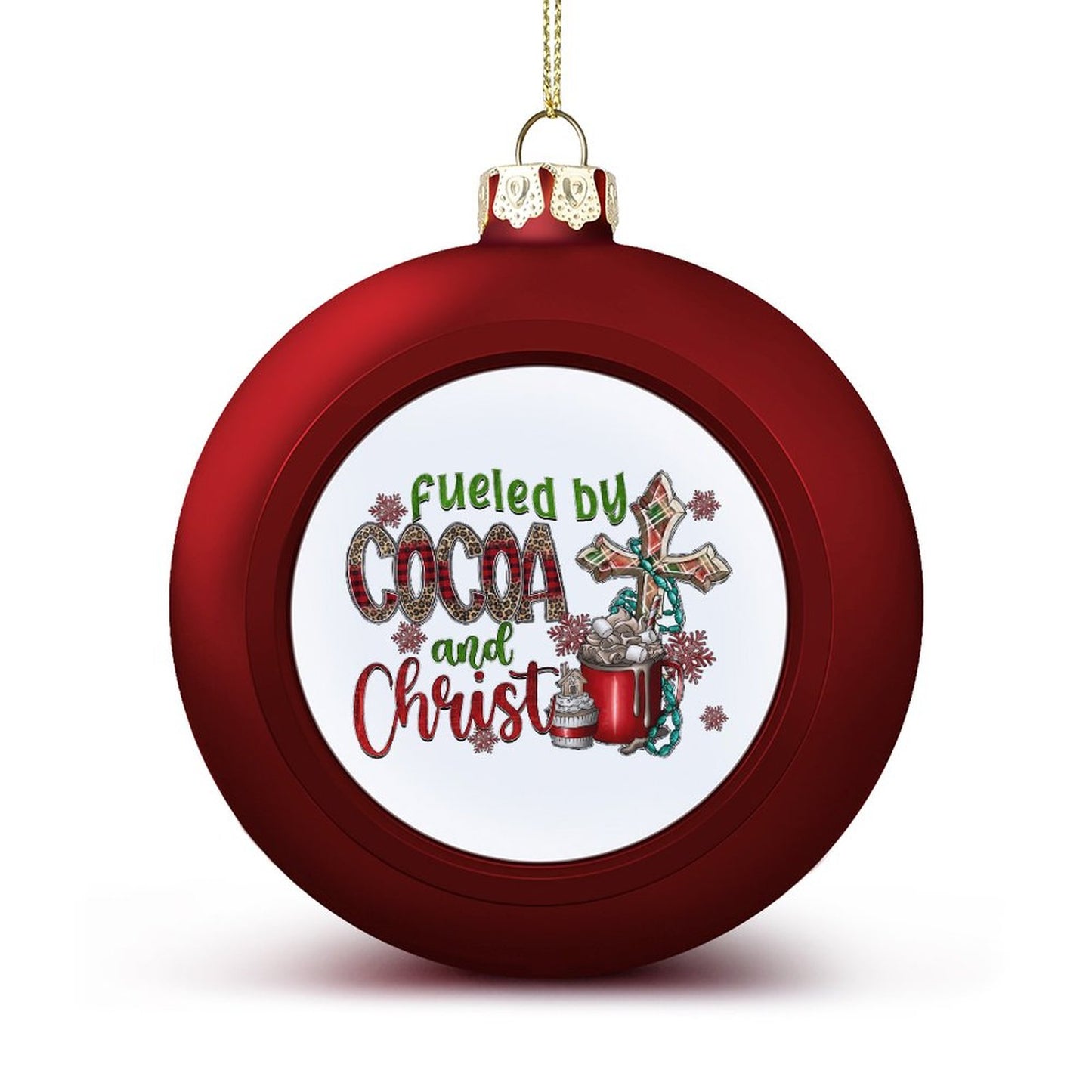 Fueled By Cocoa And Christ Christian Christmas Tree Hanging Ball