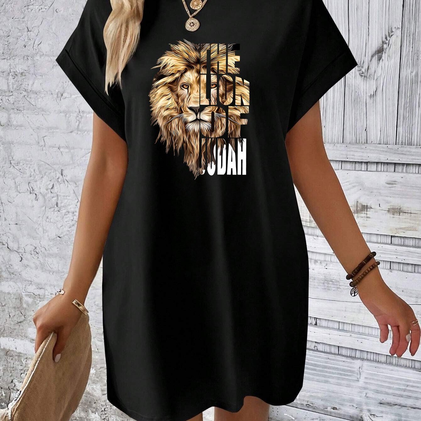 The Lion Of Judah Women's Christian T-shirt Casual Dress claimedbygoddesigns