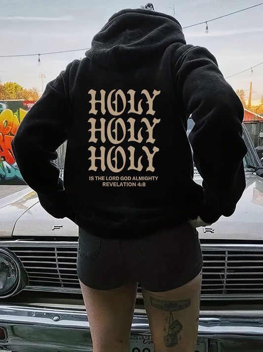 Holy Holy Holy Is Our Lord God Almighty Plus Size Women's Christian Pullover Hooded Sweatshirt claimedbygoddesigns