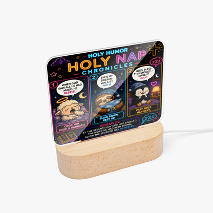Holy Nap Chronicles Christian Square Acrylic Nigh Light - Luminous Base - ClaimedbyGodDesigns