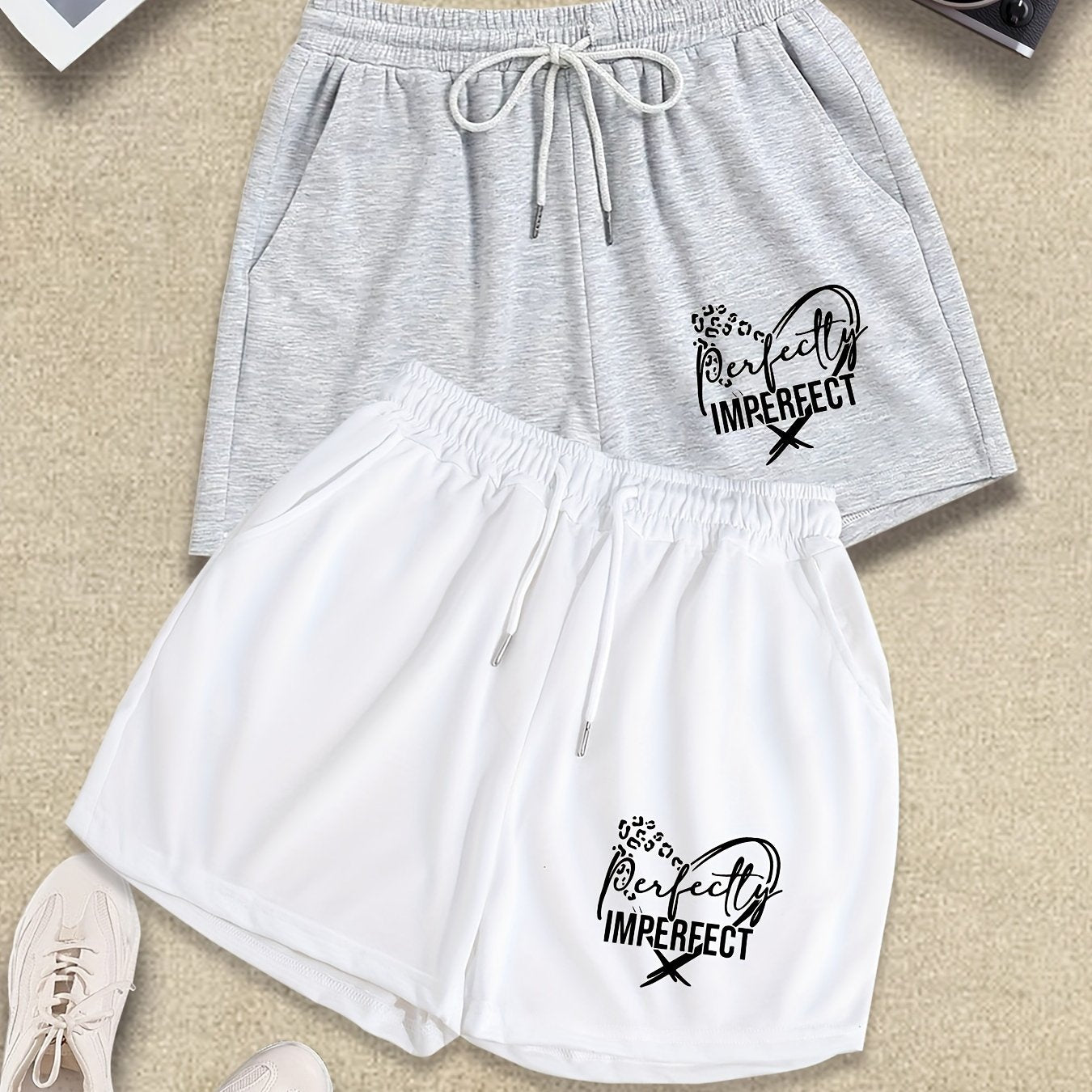 Perfectly Imperfect 2Pcs Plus Size Women's Christian Shorts claimedbygoddesigns