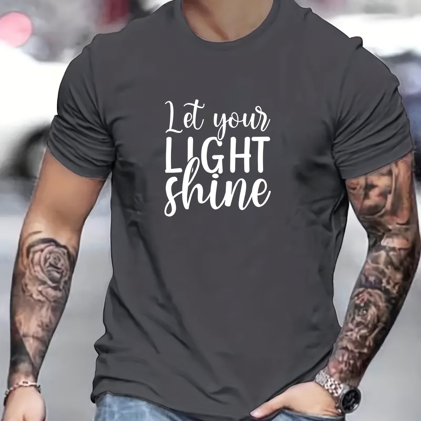 Let Your Light Shine Men's Christian T-shirt claimedbygoddesigns