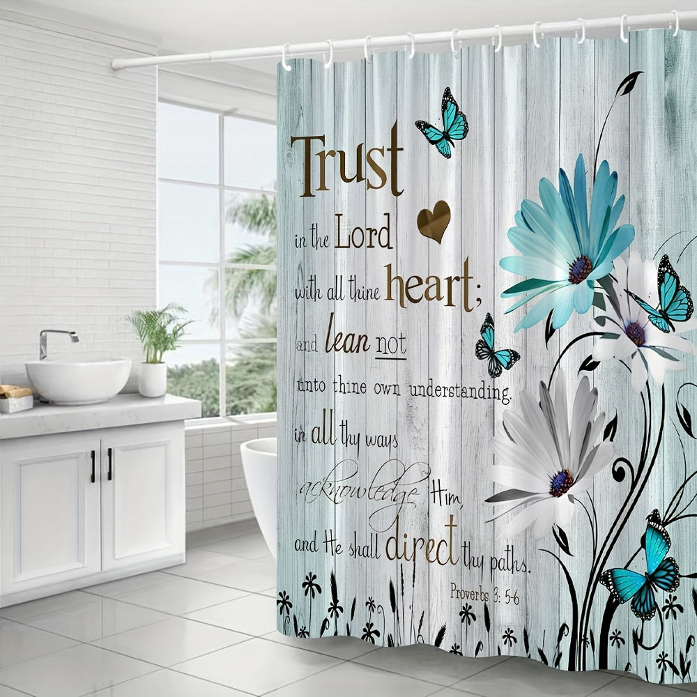 Proverbs 3:5-6 Trust In The Lord Christina Vintage Shower Curtain claimedbygoddesigns