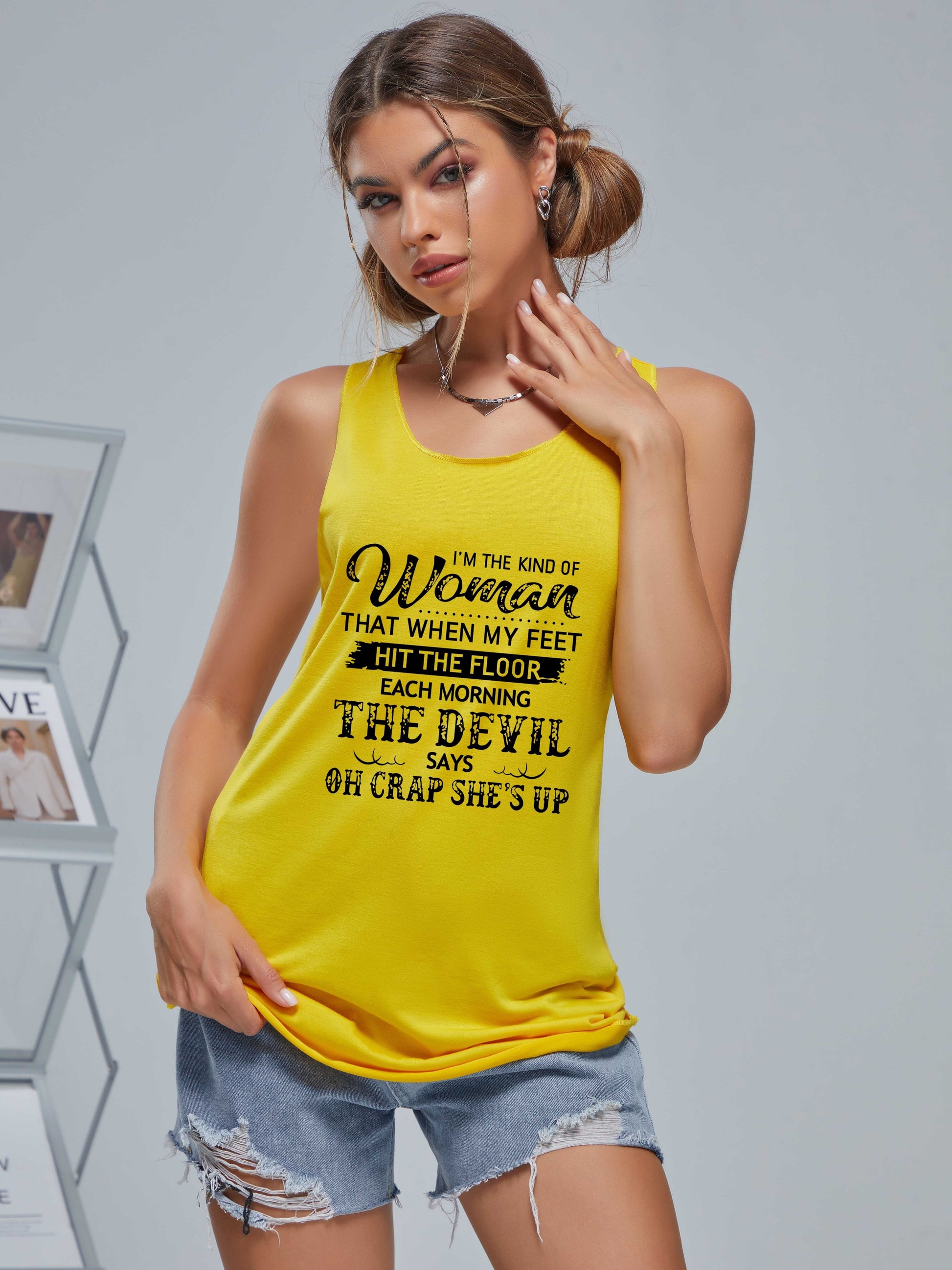 The Devil Says Oh Crap She's Up Women's Christian Tank Top claimedbygoddesigns