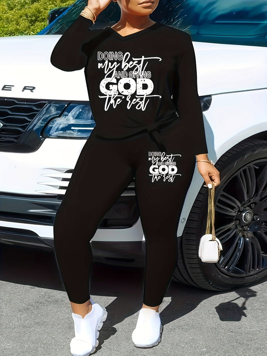 Doing My Best & Giving God The Rest Plus Size Women's Christian Casual Outfit claimedbygoddesigns