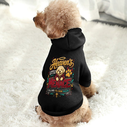 Heaven's Little Menace Christian Pet Hooded Pullover Sweatshirt Dog Hoodie Warm, Soft & Breathable - ClaimedbyGodDesigns