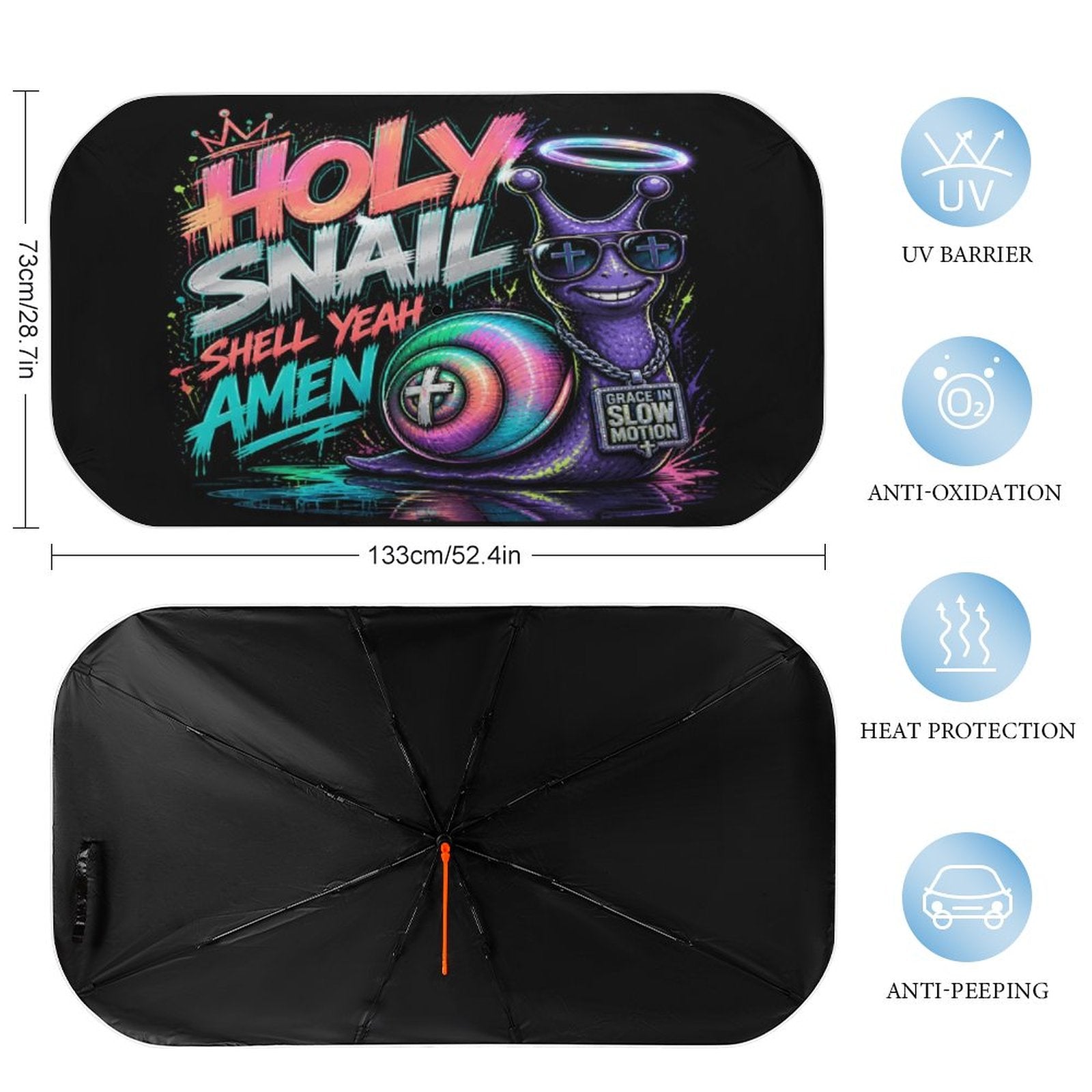 Holy Snail — Shell Yeah Amen Christian Car Sunshade Umbrella - ClaimedbyGodDesigns
