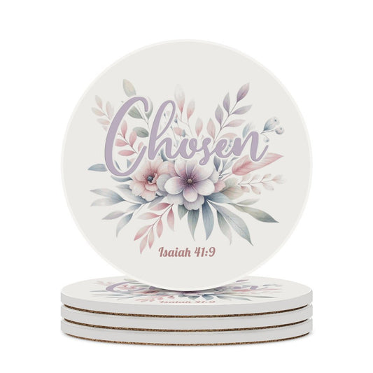 Chosen Christian Round Ceramic Coaster - ClaimedbyGodDesigns