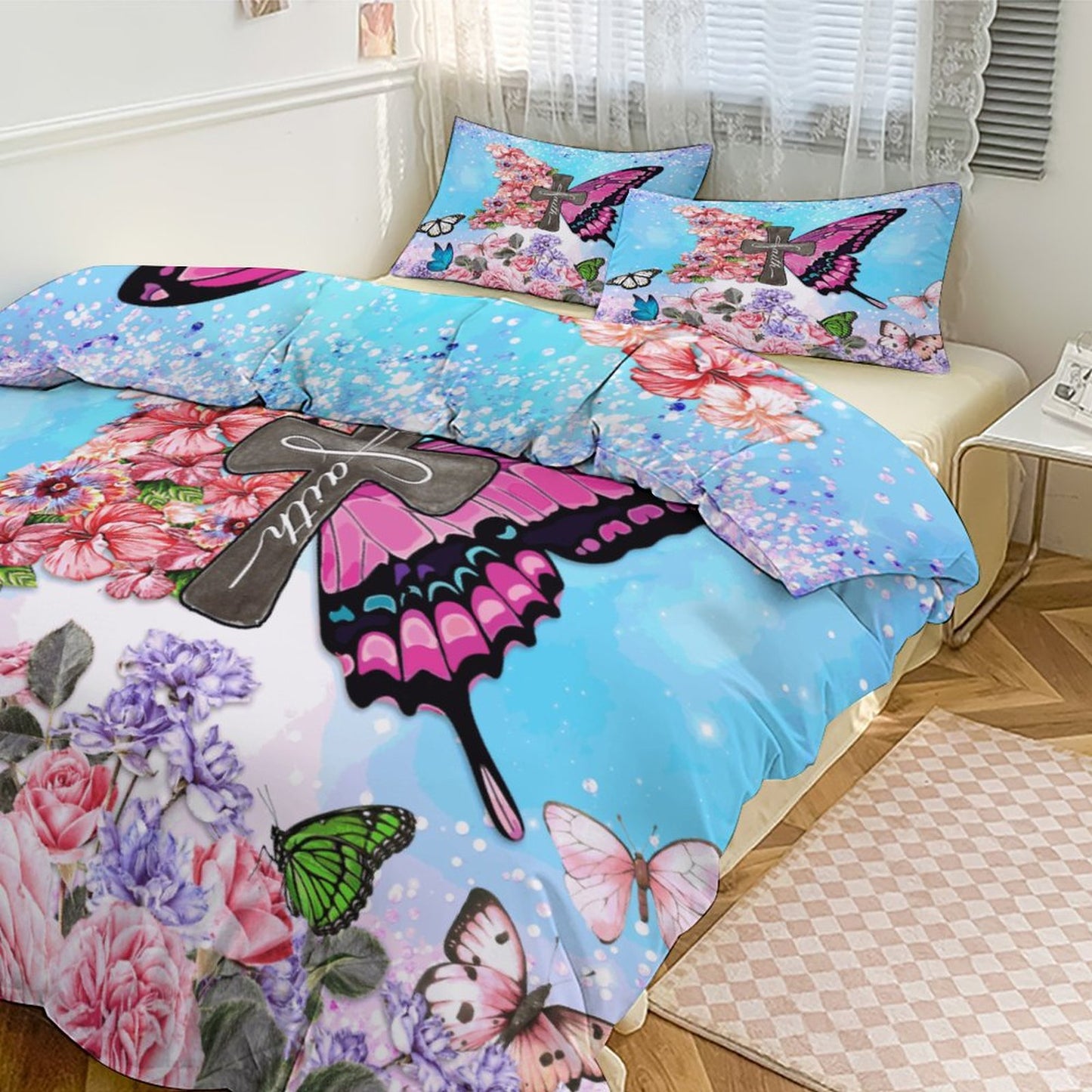 Faith 3-Piece Christian Comforter Bedding Set-86"×70"/ 218×177cm SALE-Personal Design