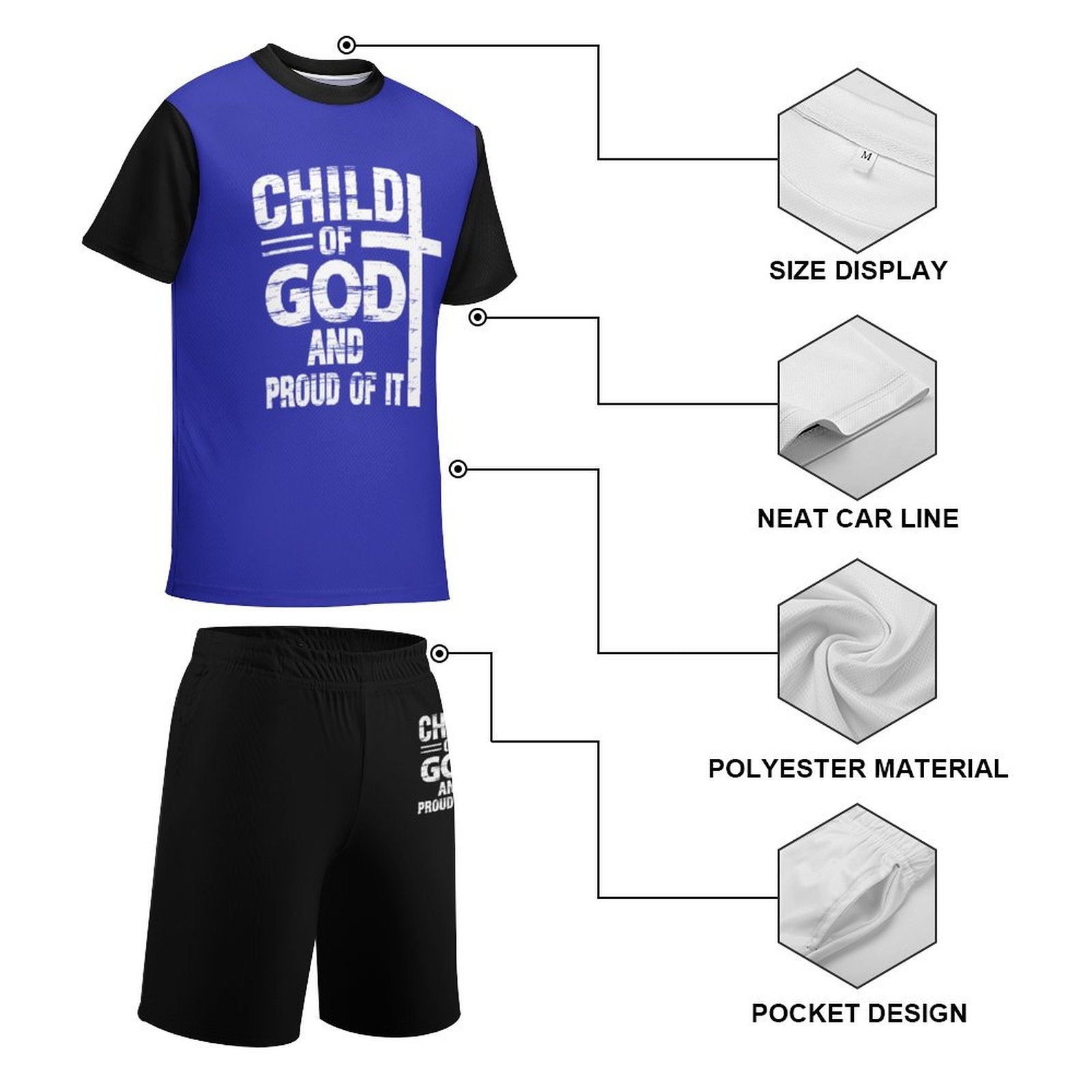 Child Of God And Proud Of It Christian Summer Casual Outfit Shorts Set SALE-Personal Design