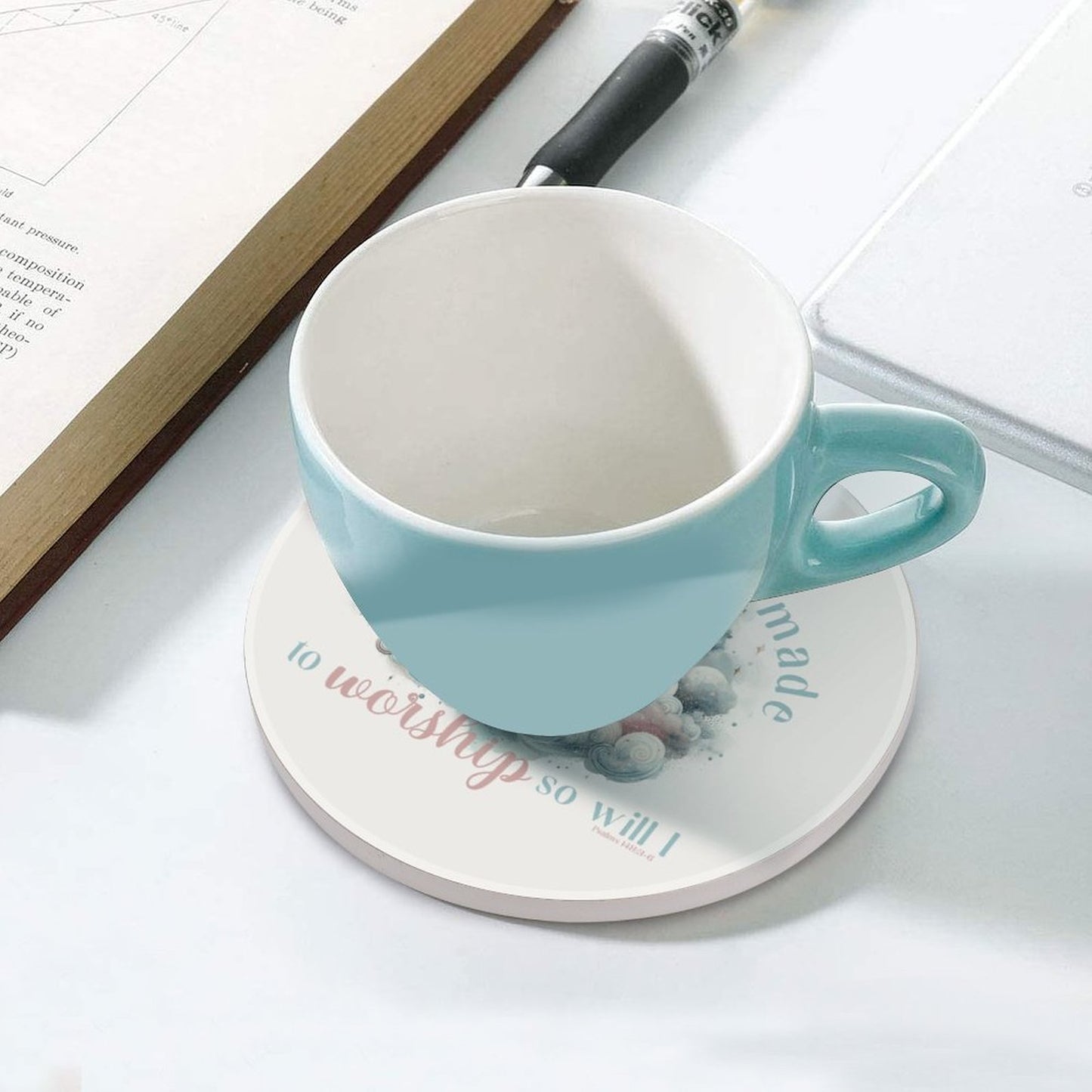 So Will I Worship Him Christian Round Ceramic Coaster - ClaimedbyGodDesigns