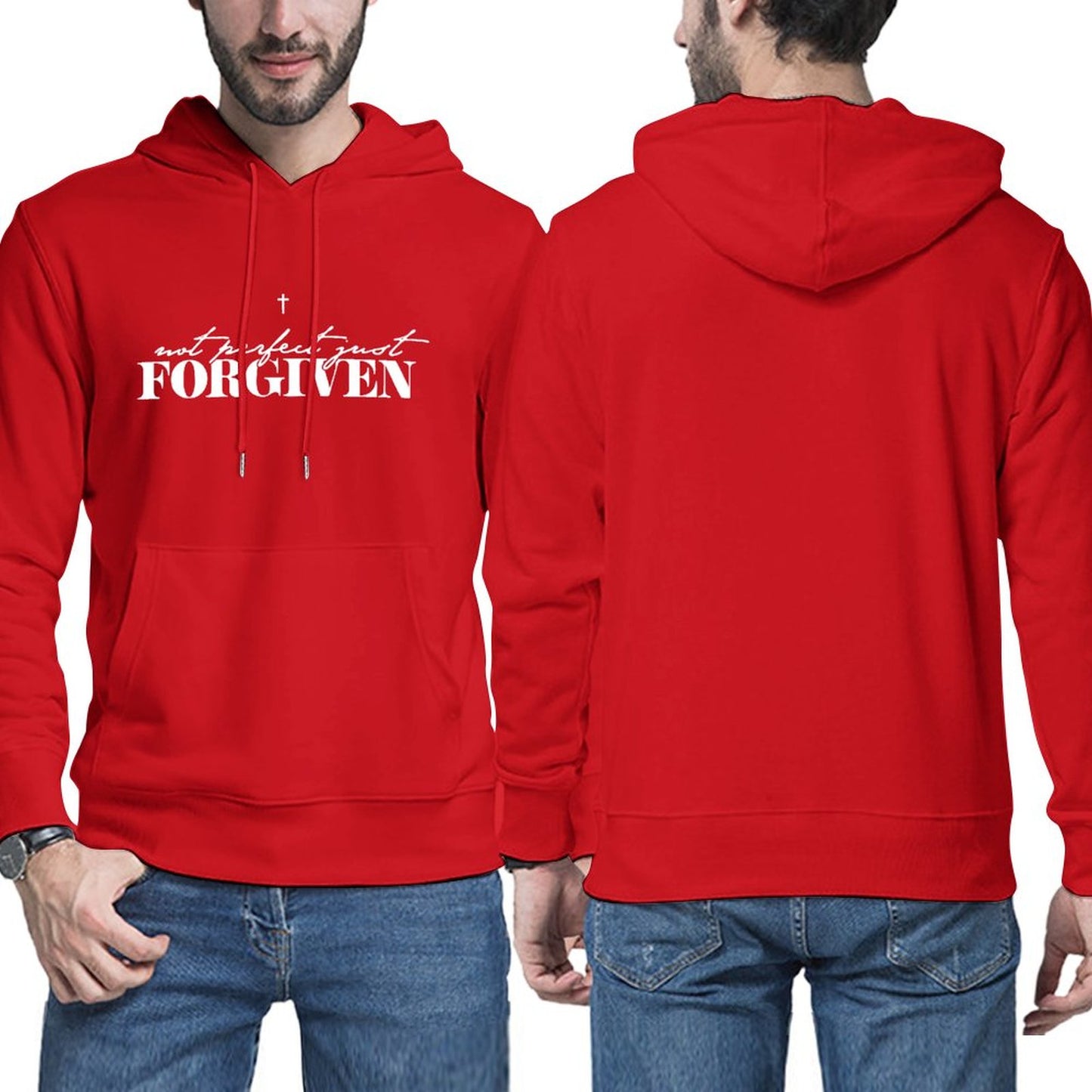 Not Perfect Just Forgiven Men's Christian Pullover Hooded Sweatshirt