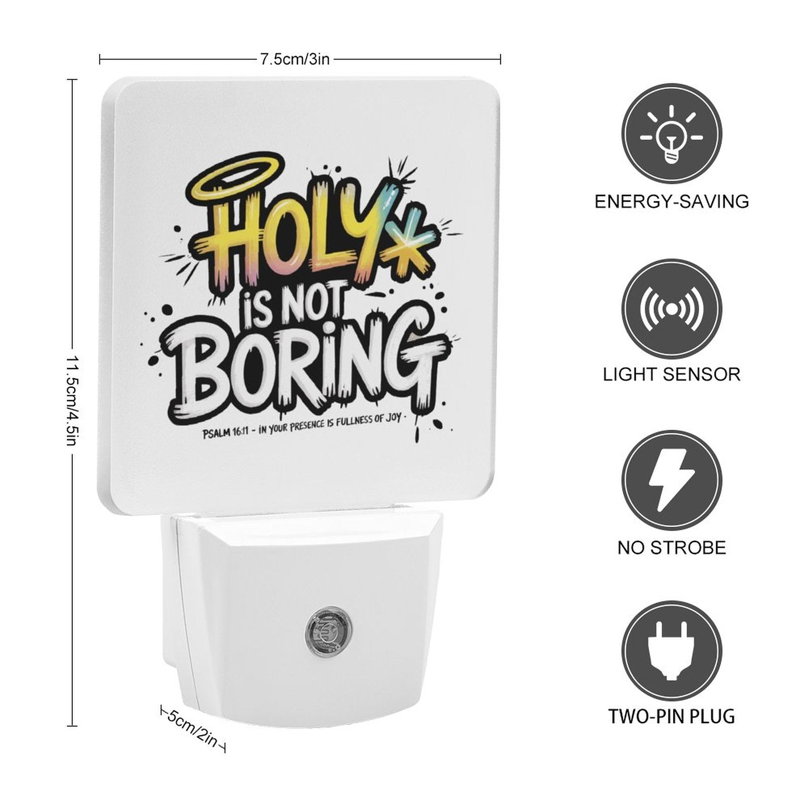 Holy Is Not Boring Christian Night Light For Kids - ClaimedbyGodDesigns