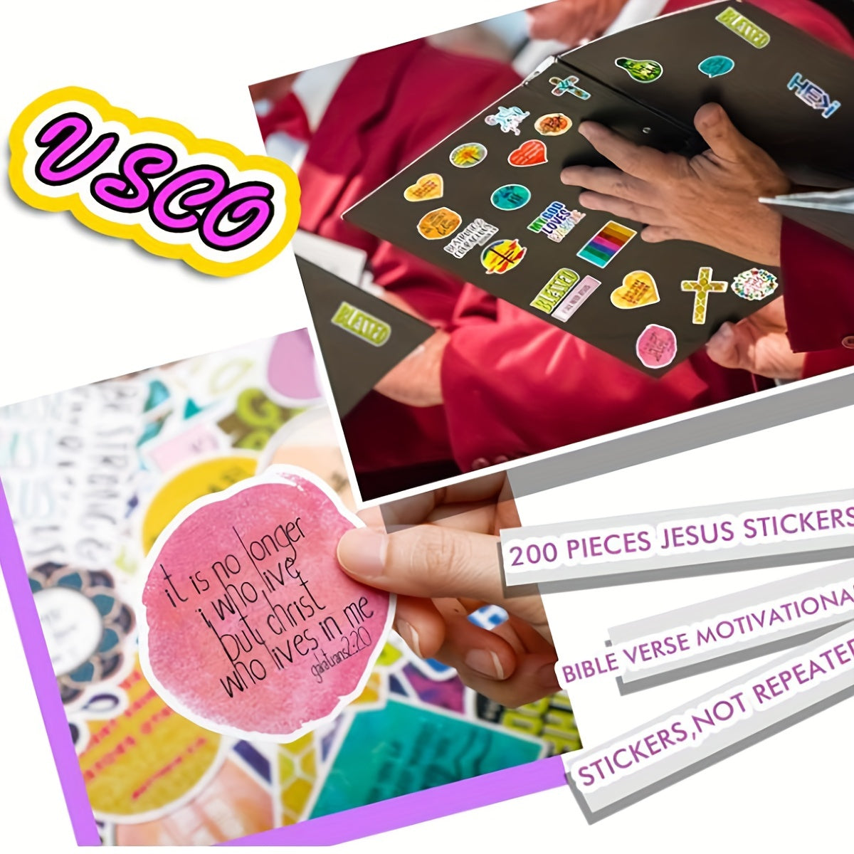 200pcs I Jesus Faith Stickers with Verses Stickers Christian Gift Idea claimedbygoddesigns