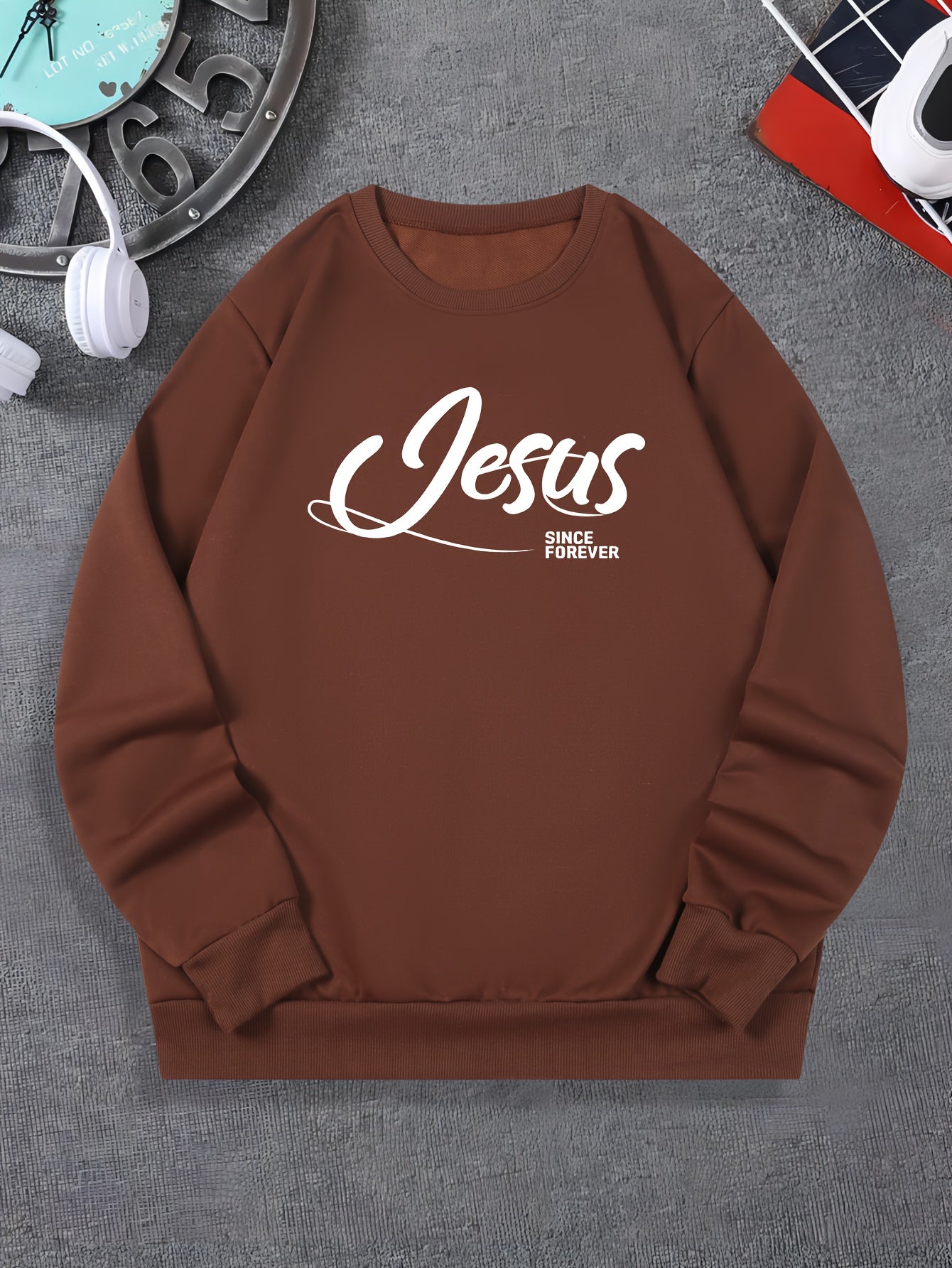 Jesus SINCE FOREVER Print Men's Christian Pullover Sweatshirt claimedbygoddesigns