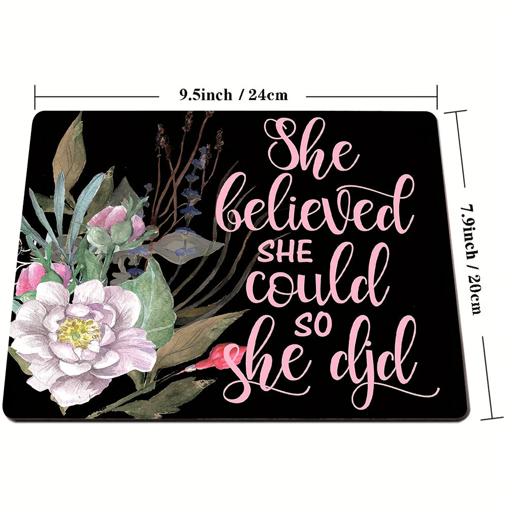 1pc She Believed She Could So She Did Christian Computer Mouse Pad, 9.5 X 7.9 Inch (240mmX200mmX3mm) claimedbygoddesigns