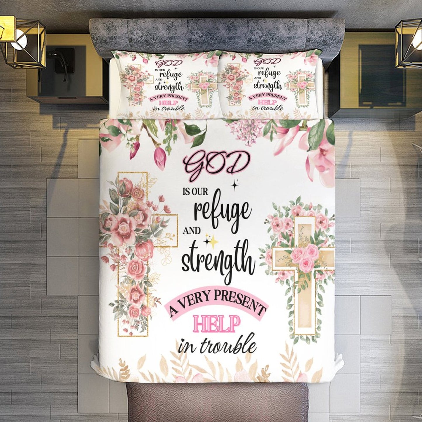 God Is Our Refuge And Strength A Very Present Help In Trouble 3-Piece Comforter Bedding Set-86"×70"/ 218×177cm SALE-Personal Design