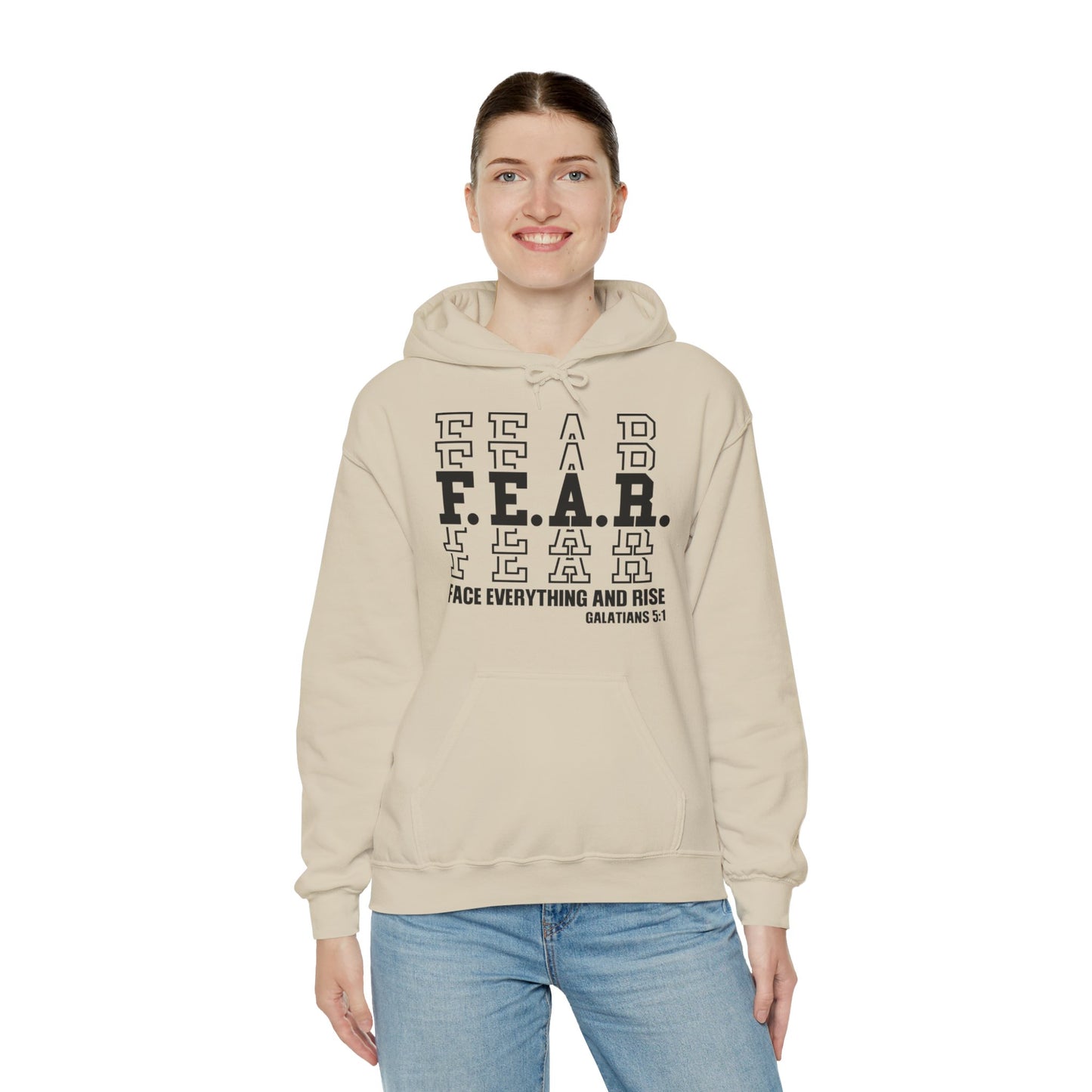 FEAR Face Everything And Rise Unisex Christian Hooded Pullover Sweatshirt