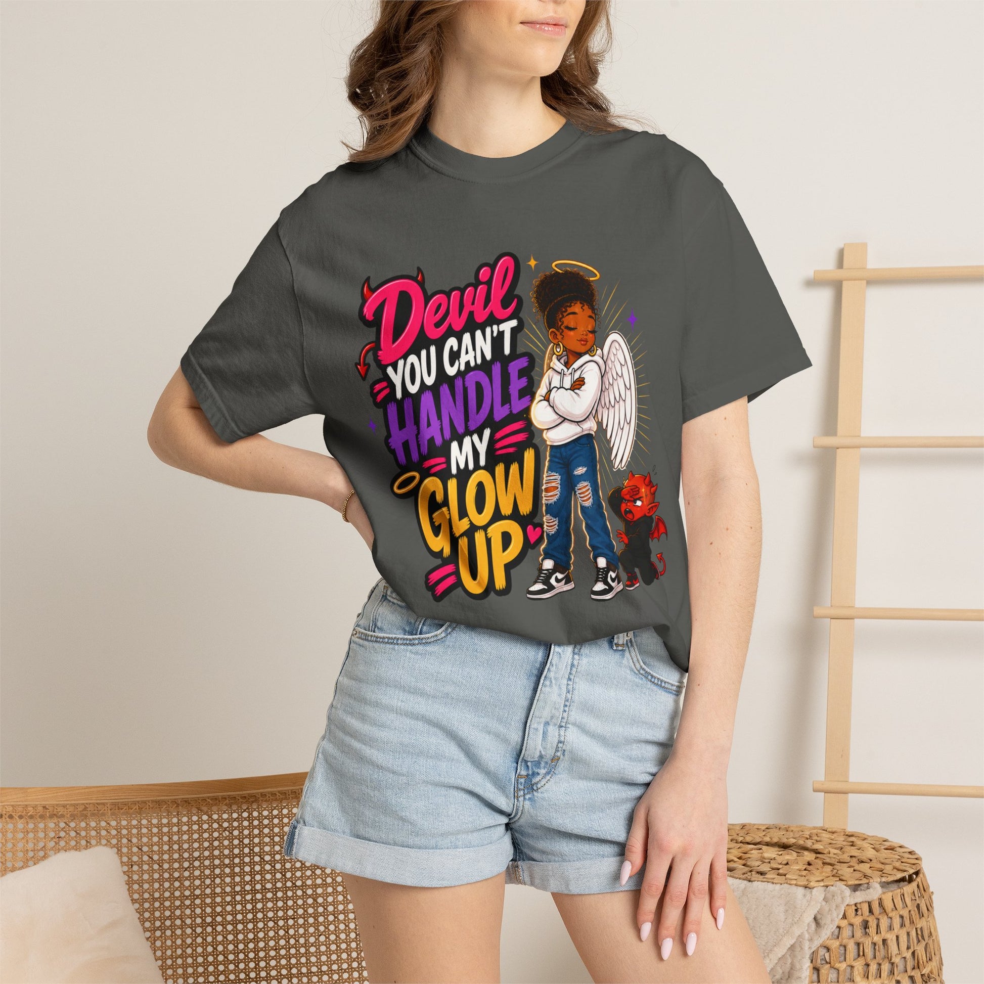 Devil You Can't Handle My Glow Up T-Shirt — Angel Girl Graphic Tee - ClaimedbyGodDesigns