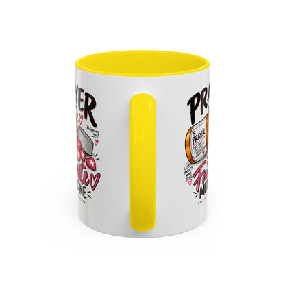 Prayer Is My Favorite Medicine Accent Coffee Mug – Inspirational Religious Gift