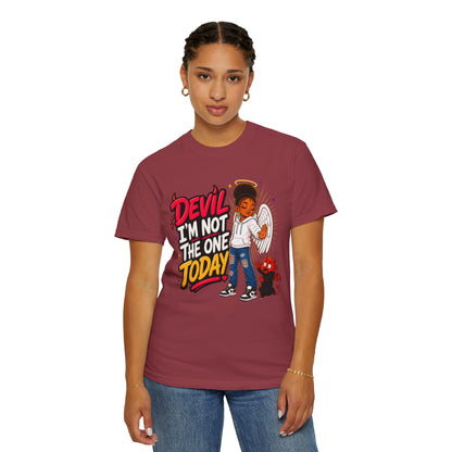 Devil I'm Not the One Today T-Shirt — Funny Angel vs Devil Graphic Tee - ClaimedbyGodDesigns