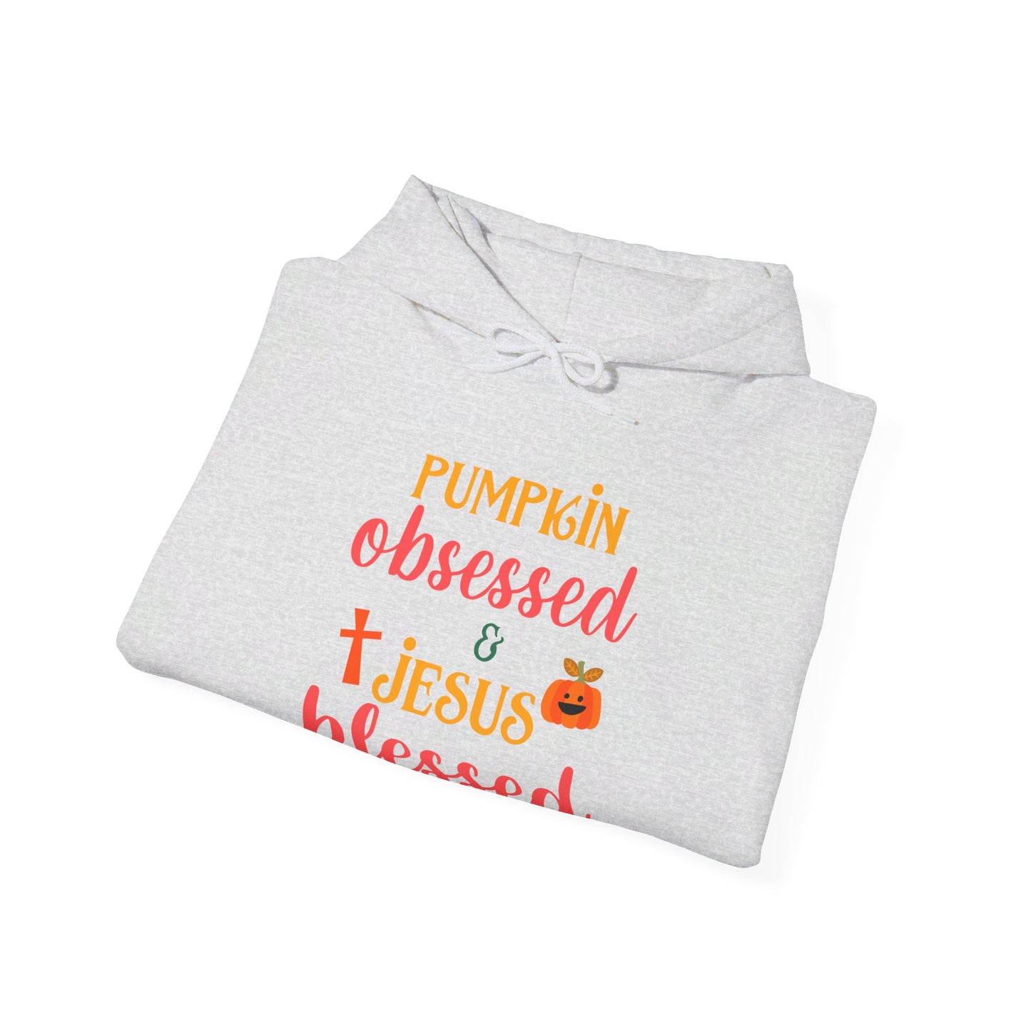 Pumpkin Obsessed And Jesus Blessed Halloween Unisex Christian Pullover Hooded Sweatshirt