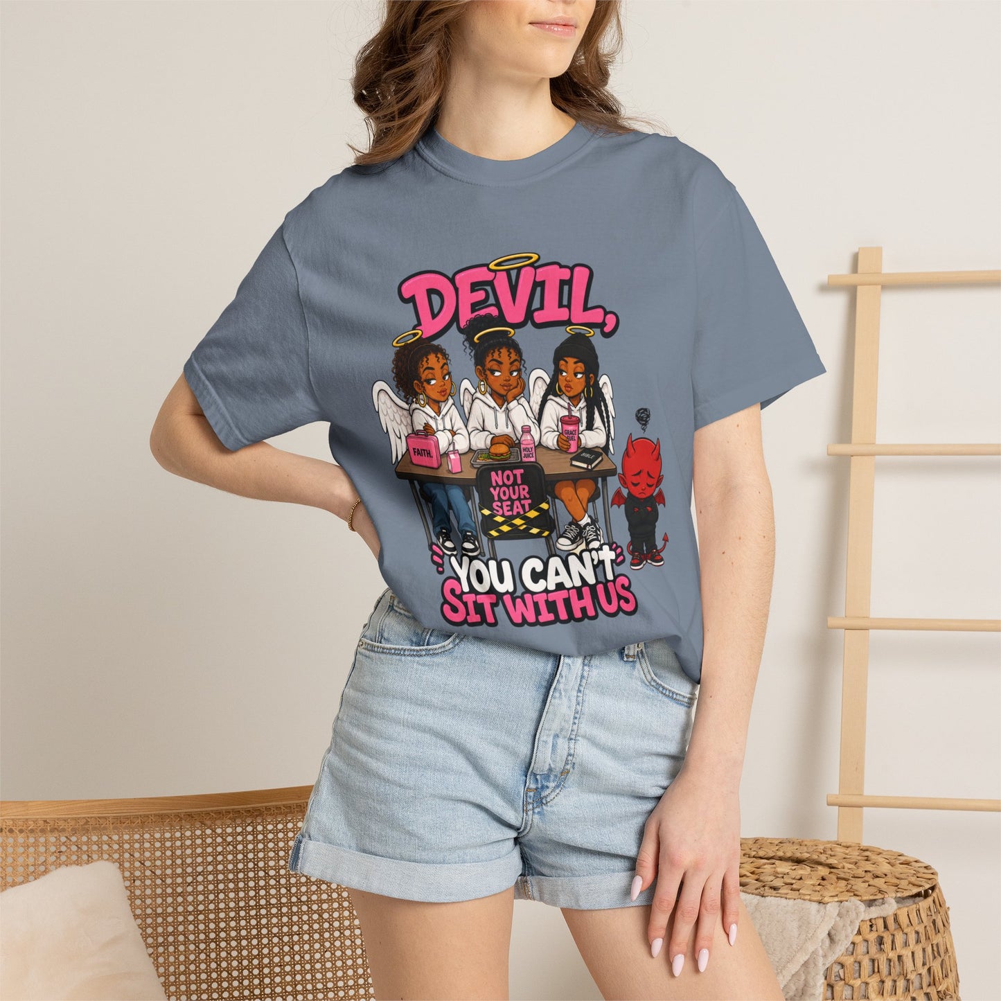 You Can't Sit With Us T-Shirt — 'Devil' Funny Girls Desk Graphic Tee