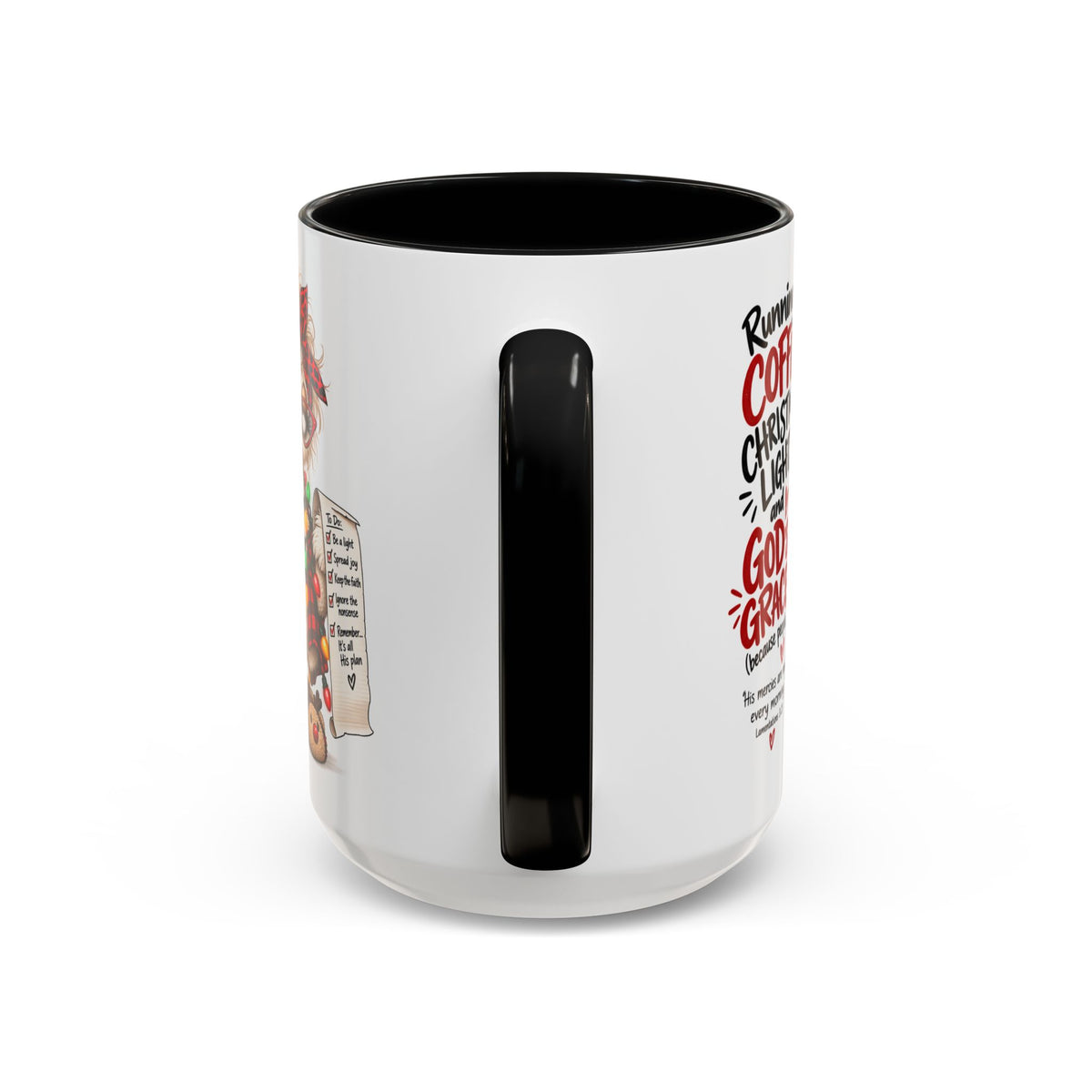Running on Coffee, Christmas Lights and God’s Grace Christmas Mug