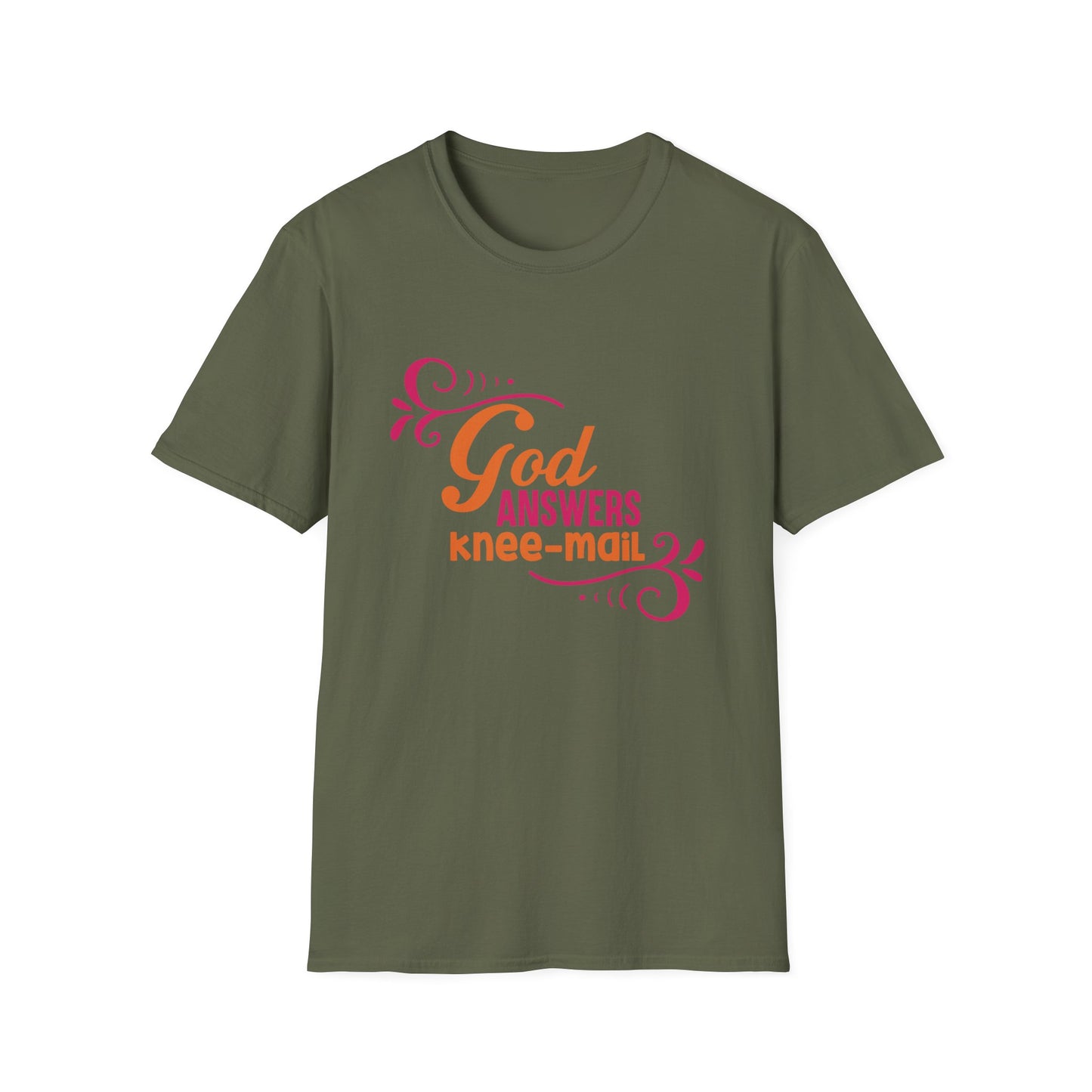 God Answers Knee Mail Funny Women's Christian T-shirt