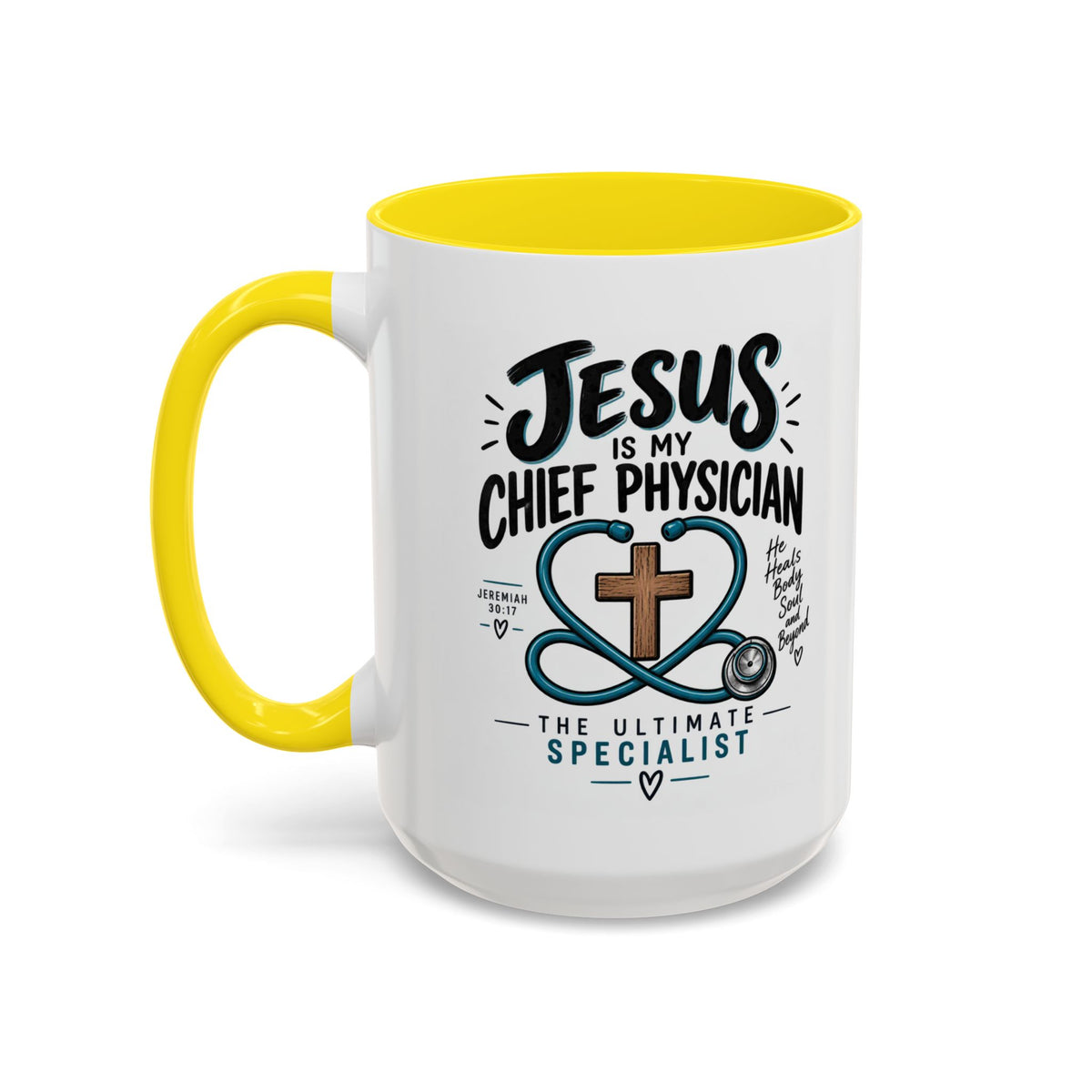 Jesus Is My Chief Physician Accent Coffee Mug – Christian Faith Medical Gift
