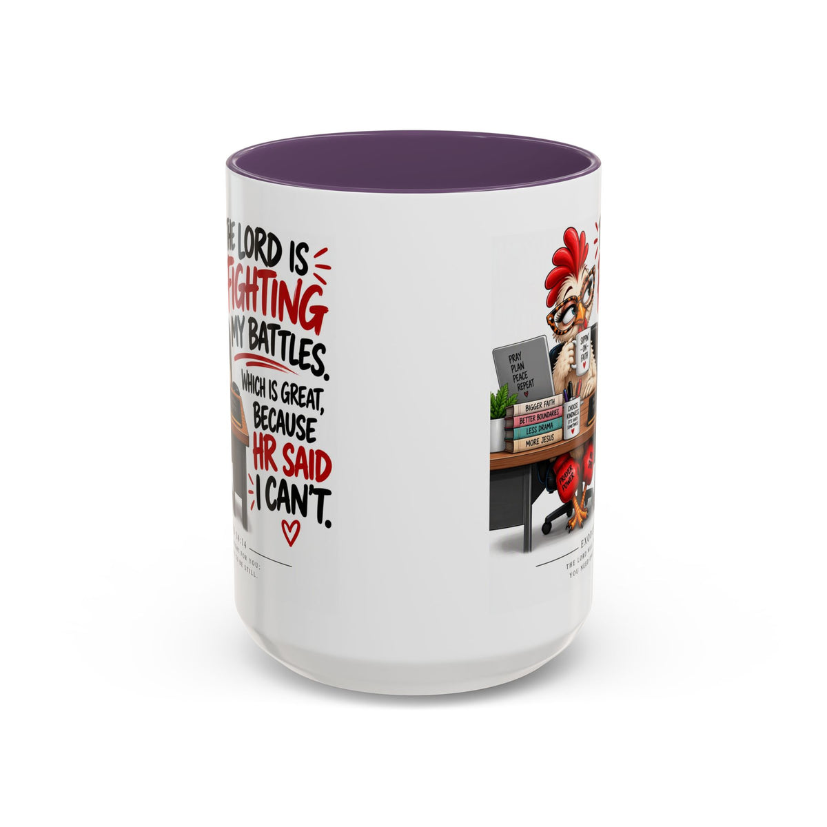 Inspirational Accent Coffee Mug — “The Lord Is Fighting My Battles” Faith Quote (11/15oz)