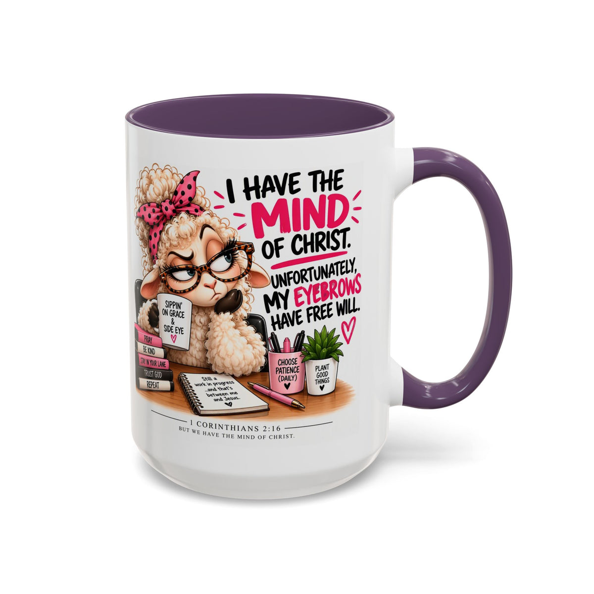 Christian Coffee Mug – "I Have the Mind of Christ" Funny Sheep Design (11/15 oz)
