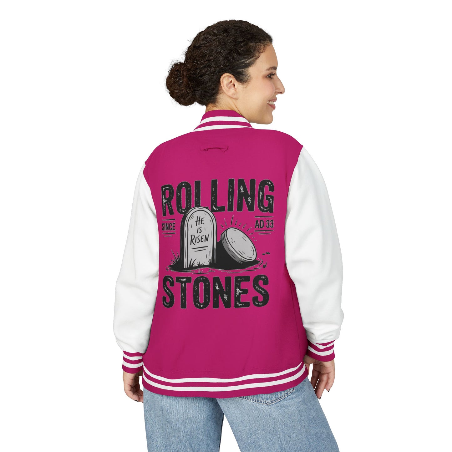 Unisex Vintage Rocker Letterman Jacket - Rolling Stones Design - ClaimedbyGodDesigns
