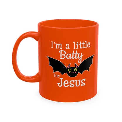 I'm a Little Batty for Jesus Mug – Christian Halloween Ceramic Coffee Cup