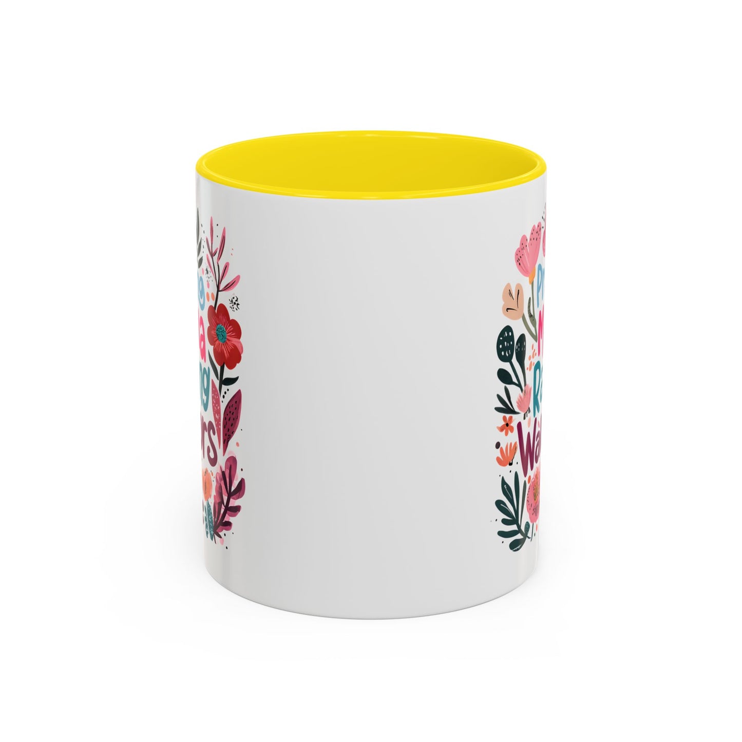 Floral Inspirational Coffee Accent Mug - Praying Mama Raising Warriors, Gift for Moms, Mother's Day Mug, Motivational Cup, Unique Kitchenware