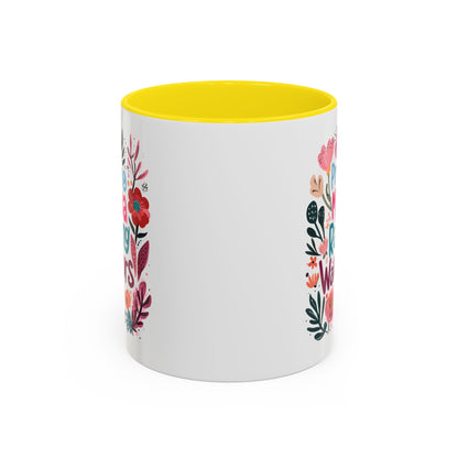 Floral Inspirational Coffee Accent Mug - Praying Mama Raising Warriors, Gift for Moms, Mother's Day Mug, Motivational Cup, Unique Kitchenware